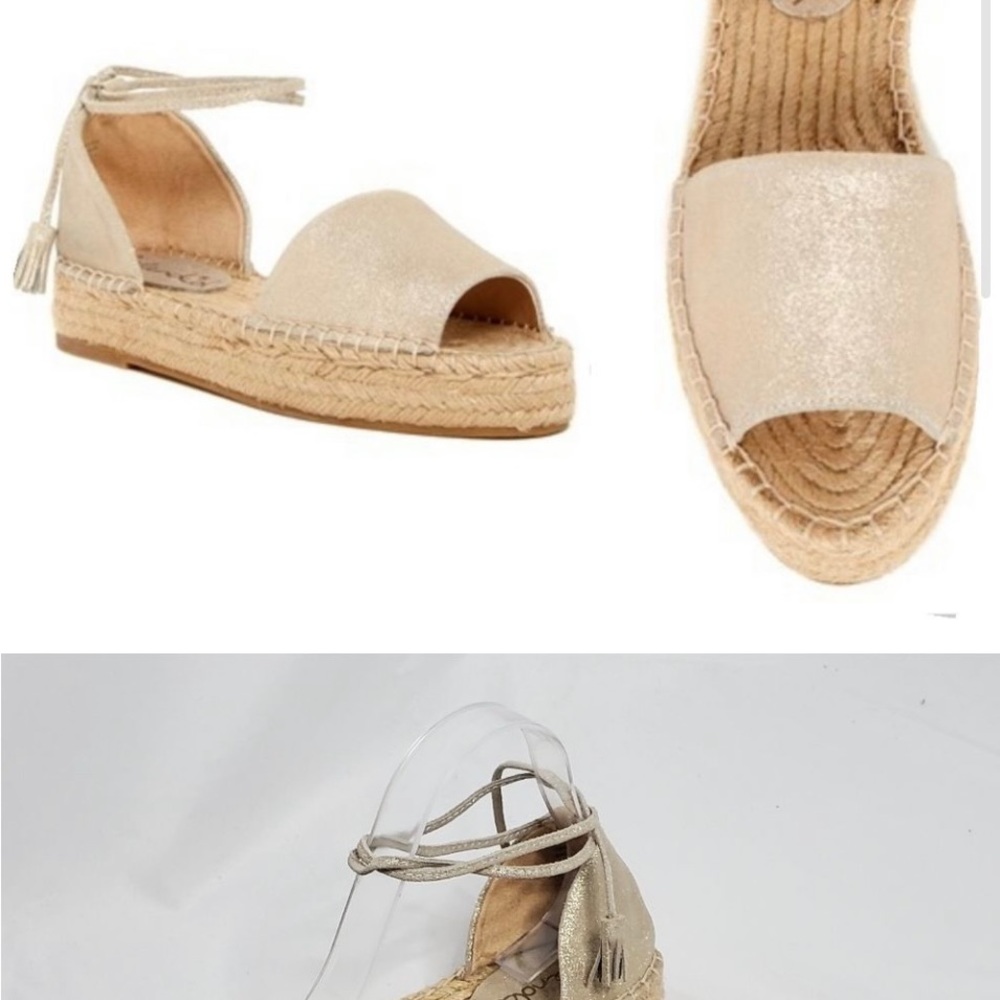 SPLENDID Edna espadrille champagne shimmer platform sandal 9